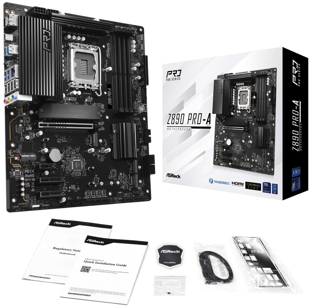 ASRock Z890 Pro-A / Intel Z890 / LGA1851 / 4x DDR5 / 4x M.2 / HDMI / DP / Thunderbolt 4 / USB-C / ATX